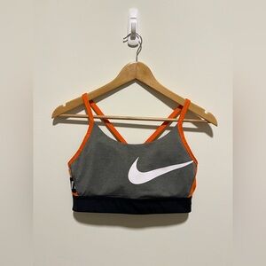 Nike Dri-FIT Gray Sports Bra w/ Orange Accents and Asymmetrical Side Design